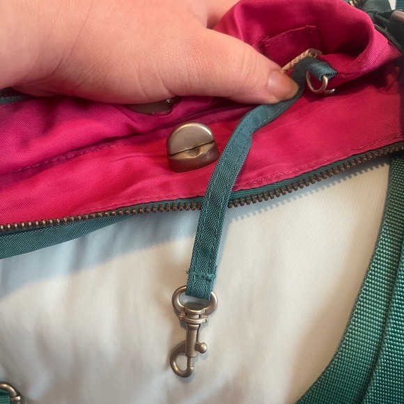 Baggallini Nylon Crossbody Handbag Purse Lock Top Zip Aqua and Pink - Picture 11 of 14